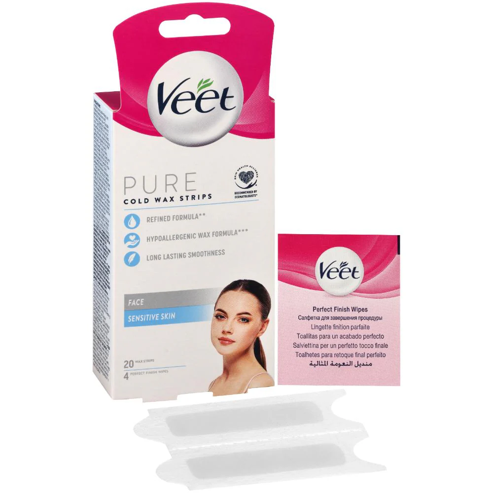 Veet Pure Cold Wax Strips Face 20pk