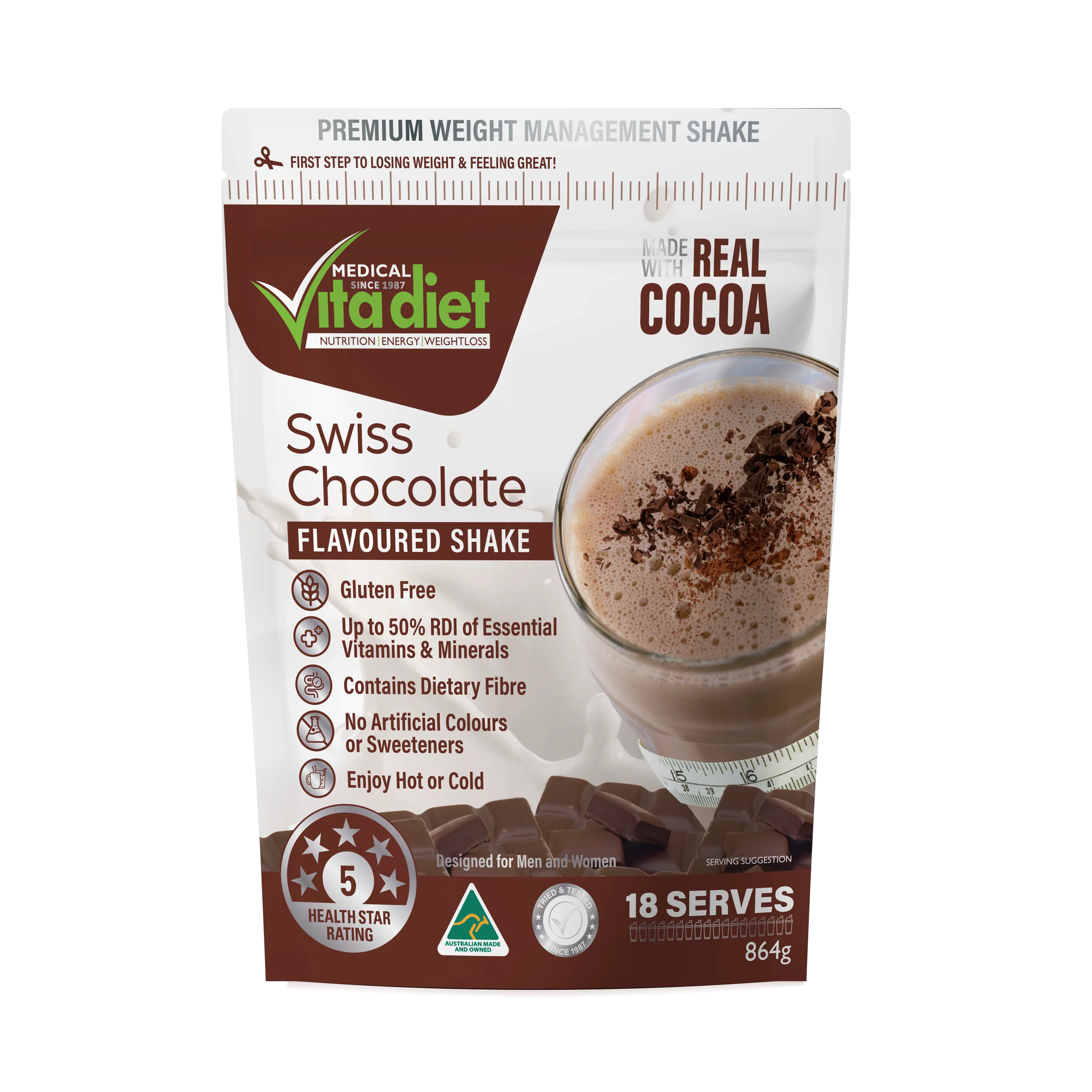 Vita Diet Swiss Chocolate Pouch (18 Serves) 864g - Image 2