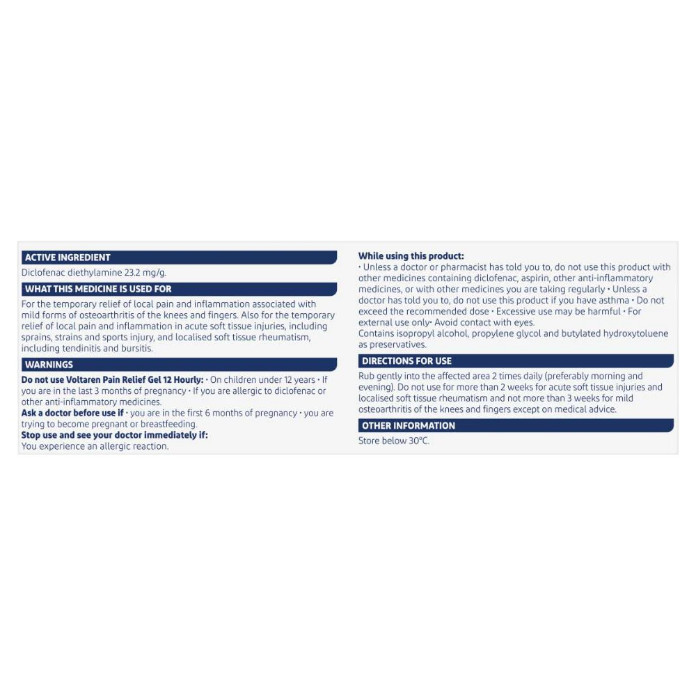 Voltaren Pain Relief Gel 12 Hourly 100g - Image 4